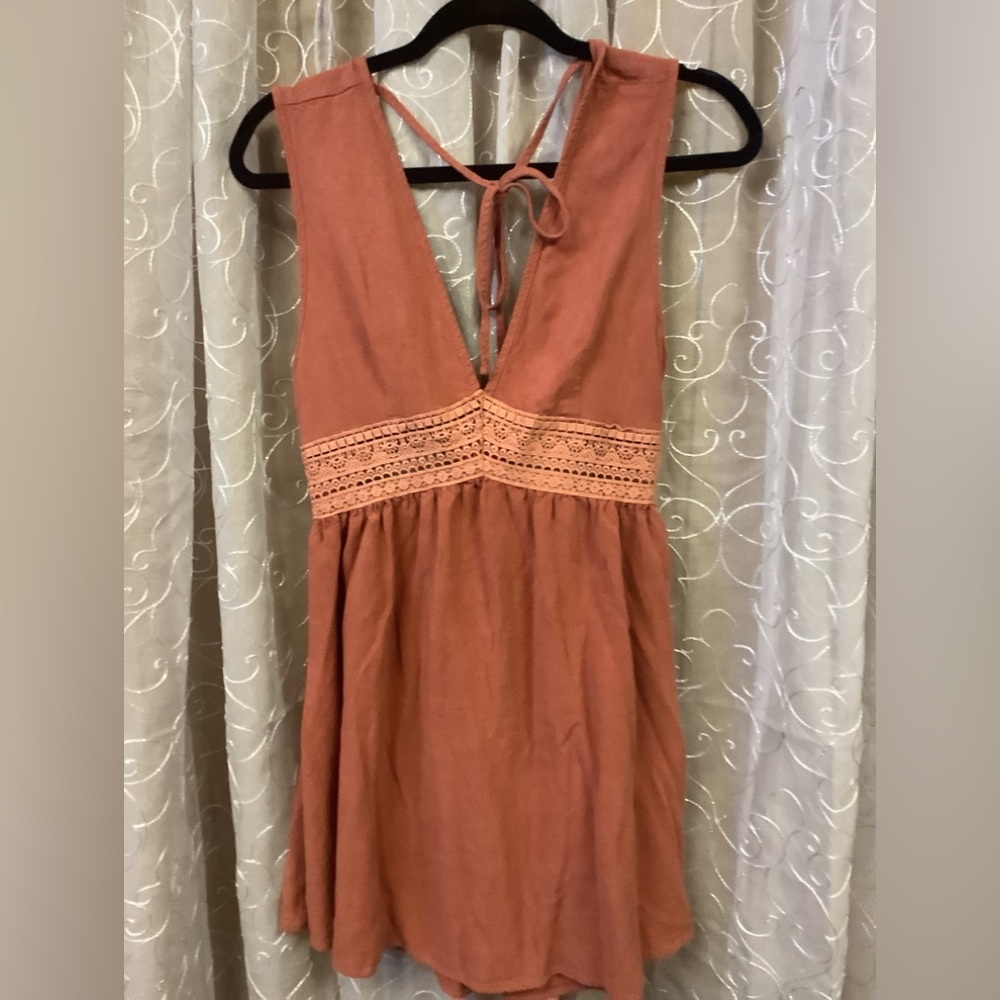 136 burnt orange open back sun dress